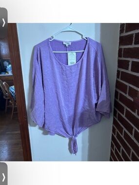 NWT Umgee Size Large Oversized Lavender Tie Waist Blouse